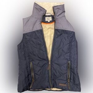 Bass Vest size small blue faux fur around collar